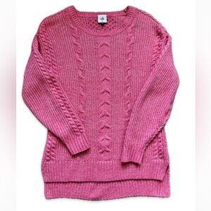 CAbi Bubblegum Pink Cable-Knit Crewneck Sweater